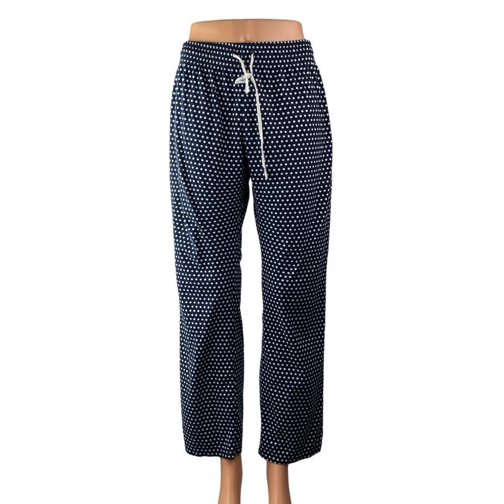 Calvin Klein Women's Navy Blue Polka Dots Straight Leg Sleepwear Pajama Pants S